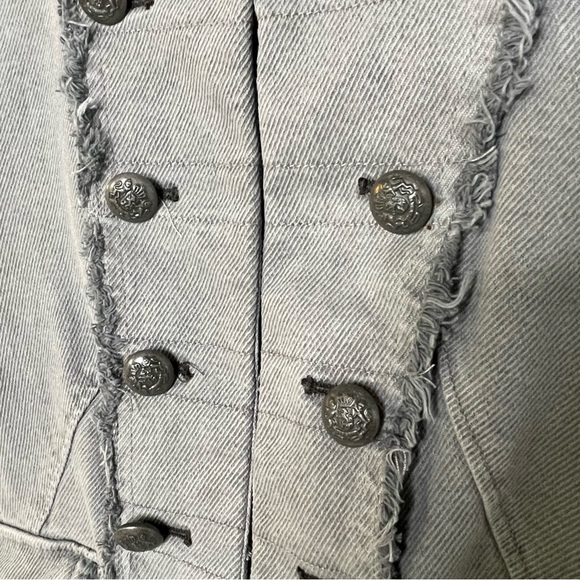Military Femme | Free People Denim Captains Blazer in Deep Grey | Pewter | Sz XS - Picture 5 of 16